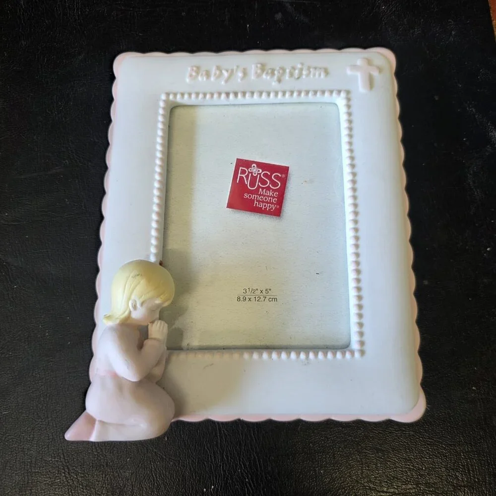 RUSS BABY'S BAPTISM, GIRL Picture Frame, Holds 3 1/2